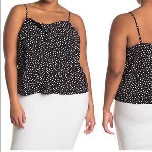 MAUBY top blouse Printed Cowl Neck Cami, Size 1X in Black NEW sleeves tank flowy